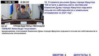 Комиссия Думы г. Иркутска седьмого созыва по собственности и экономической политике.