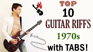 GUITAR RIFFS 1970s DECADE TOP 10 - BEST ICONIC SEVENTIES RIFFS with TABS