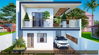 2 Storey Small Modern House Design with a Rooftop Garden and an Outdoor Cinema [86sqm] | 3 Bedrooms