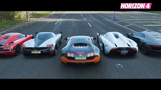 FH4 EPIC DRAG RACE - 599xx Evo, Huayra Bc, ST1, Jesko, Regera, F12, Speedtail, Chiron