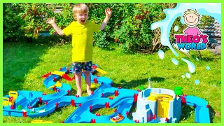Theo's building a GIANT Aquaplay Water Track with Mountain Lake, SuperSet & Amfie World