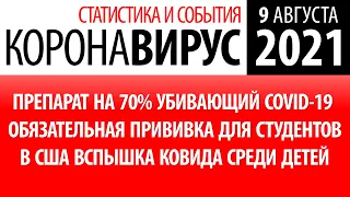 9 августа 2021: статистика коронавируса в России на сегодня