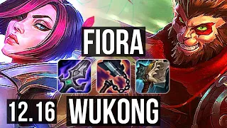 FIORA vs WUKONG (TOP) | 7 solo kills, 1.5M mastery, 300+ games | EUW Master | 12.16