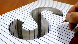 Draw a Letter "S" Hole on Line Paper   3D Trick Art