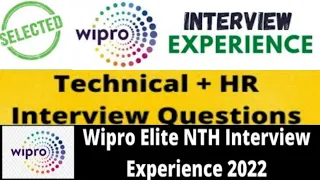 Wipro Elite Interview experience|Wipro Elite NLTH 2022|Interview Questions & Answers|Wipro NLTH 2022