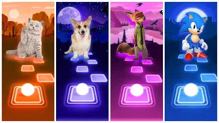 Cat vs Dog vs Fox vs Sonic | Tiles Hop EDM Rush