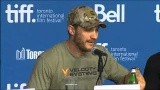 Tom Hardy at the press conference for The Drop