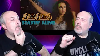 REACTION! Bee Gees - Stayin' Alive (ROCK COVER) by Sershen&Zaritskaya! MR. SCOTT REACTS!