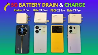 Realme 12 Pro Plus vs Redmi Note 13 Pro Plus vs POCO X6 Pro vs Note 13 Pro - Battery Drain & Charge🔥