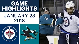 NHL Game Highlights | Jets vs. Sharks — Jan. 23, 2018