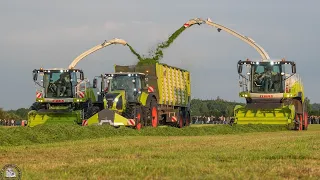 Grass Harvest 2023 ll Claas Jaguar 990 TT & KRONE Big M 500 + John deere & Case IH Tractors #viral