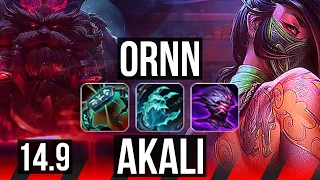 ORNN vs AKALI (TOP) | 9/4/21, 700+ games, 5k comeback | KR Diamond | 14.9