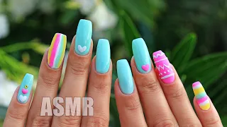 ASMR Nail Art Tutorial Design 💅 Whisper | АСМР МАНИКЮР Летний дизайн ногтей Шепот и триггеры