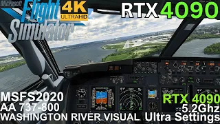 [MSFS RTX 4090] Turbulent Washington (KDCA) River Visual Approach AA 737-800  [Ultra Settings] 4K