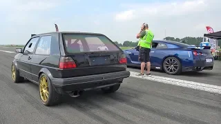 735HP VW Golf 2 R32 Turbo 4Motion vs Nissan GTR R35