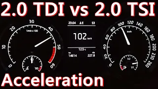 2.0 tsi 220hp vs 2.0 tdi 190hp /Skoda SUPERB 3/ ACCELERATION 0-100 60-100 80-120 comparison