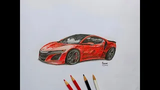 Realistic car drawing : Acura NSX : Time lapse : @ART 2011