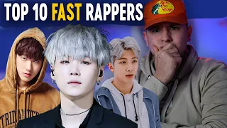 REACTING TO THE 10 Fastest Kpop Idol Rappers | RM OVER SUGA!?