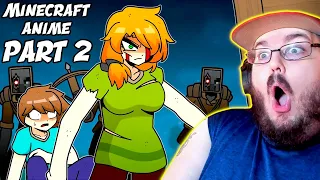 Steve & Alex Minecraft Anime | Raid Fight, Steve & Alex vs Villager & MORE! (PART 2) REACTION!!!