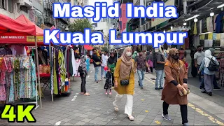 Walking Around Masjid India Kuala Lumpur Malaysia | Binaural City Sounds | 4K