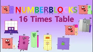 LEARN 16 TIMES TABLE - NUMBLY STUDY (with numberblocks) | MULTIPLICATION | LEARN TO COUNT