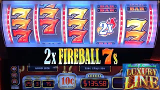 BOOM! NEW! 5 Reel Cash Express Luxury Line 2X Fireball 7's slot machine!
