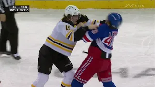 Brendan Lemieux VS Trent Frederic Fight Trash Talk After Boston Bruins at New York Rangers