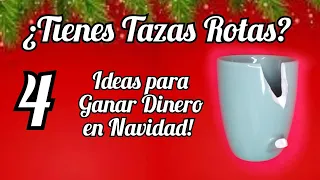 4 lindas ideas con tazas rotas para vender o regalar en navidad - Crafts with broken cups