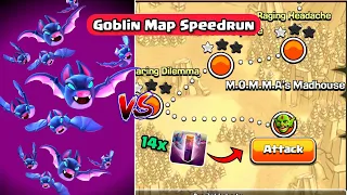 14 Bat spells Vs Goblin map SPEEDRUN ll Clash of clans ll