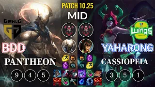 GEN Bdd Pantheon vs JAG Yaharong Cassiopeia Mid - KR Patch 10.25