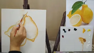 Полный видео урок по написанию натюрморта с лимонами маслом на холсте