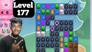 Candy Crush Saga Level 177 | No Boosters 😥 | Hard Level 😨 #Candycrushsagalevel177