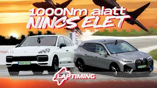 1000 Nm alatt NINCS ÉLET! - BMW iX M60 vs. Porsche Cayenne Turbo SE Hybrid (Laptiming Ep. 258.)