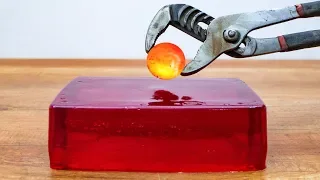 EXPERIMENT Glowing 1000 degree METAL BALL vs JELLY