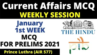 January 1st Week Current Affairs MCQs [The Hindu | Prince Luthra (AIR 577) | UPSC UPPCS EPFO]