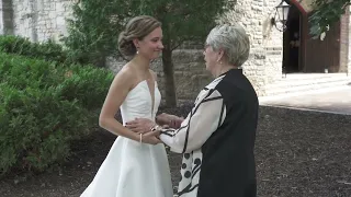 Meaningful vows exchanged on the historic cobblestone of St John Nobles Cathedral in Delafield, WI