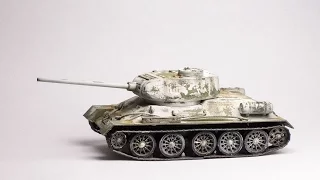 ZVEZDA T-34/85 1:72 model kit Winter camo (Part 1 of 2)