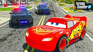 TROLLING COPS WITH LIGHTNING McQUEEN! (HIGH SPEED) | Farming Simulator 22