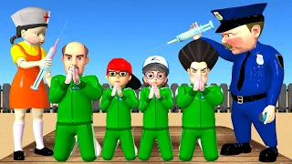 Scary Teacher 3D Fake Doctor Squid Game and 4 Players Miss T vs Scary Stranger vs Nick and Tani