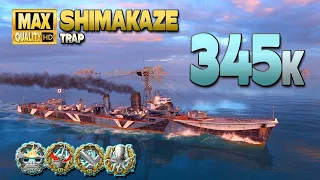 Destroyer Shimakaze: Huge 345k damage drama on map Trap - World of Warships