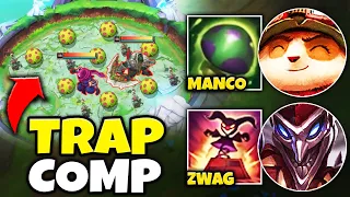 I PLAYED THE TRAP COMP IN 2V2V2V2 WITH THE RANK 1 TEEMO! (FT. MANCO)