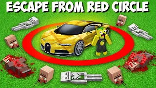 DEATH if you LEAVE THE RED CIRCLE WITH THE RAREST CAR in Minecraft ! NEW BUGATTI OR DEATH !