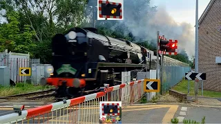 (Ft. 34046 'Braunton' on 'The Sunset Steam Express') Chilworth Level Crossing, Surrey