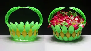 Ide Kreatif Vas Bunga dari Sendok plastik bekas | Plastic spoons flower vase DIY ideas