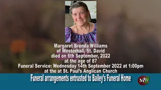 MTV Obituaries for Tuesday 13th September 2022