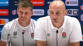 Steve Borthwick reacts to England's win against Fiji in the quarterfinal at the Rugby World Cup