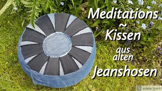 Sitzkissen, oder Meditationskissen selber nähen, aus alten Jeans mit Kapok Füllung