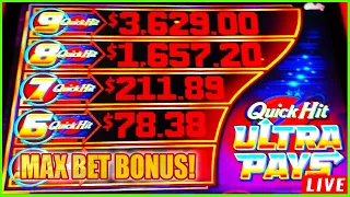 MAX BET BONUS! QUICK HIT ULTRA PAYS SLOT MACHINE 7776 WAYS TO WIN