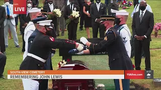 Watch: Flag removed from Lewis' casket