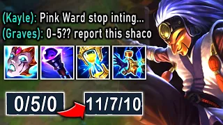 NEVER SURRENDER! FROM 0-5 TO CARRYING THE GAME - Pink Ward Shaco
